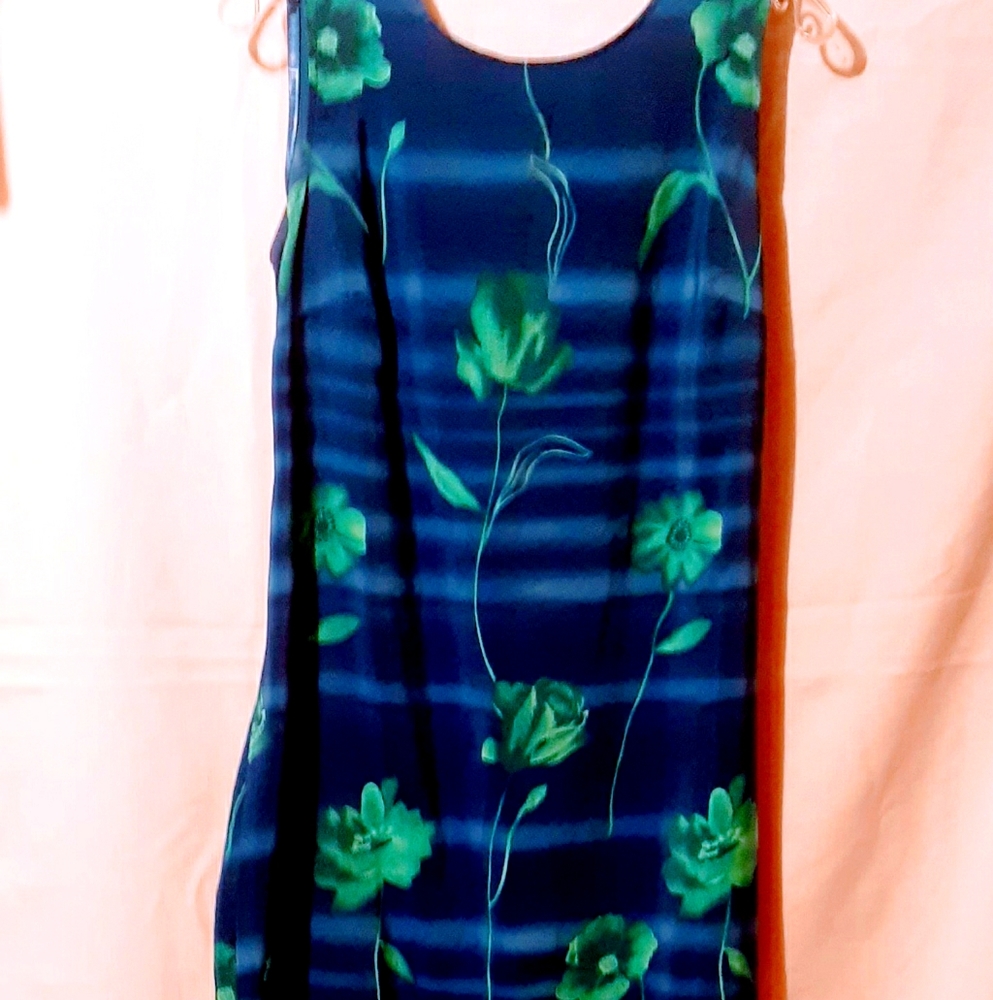 Darian Petite Blue & Green Dress 10P
